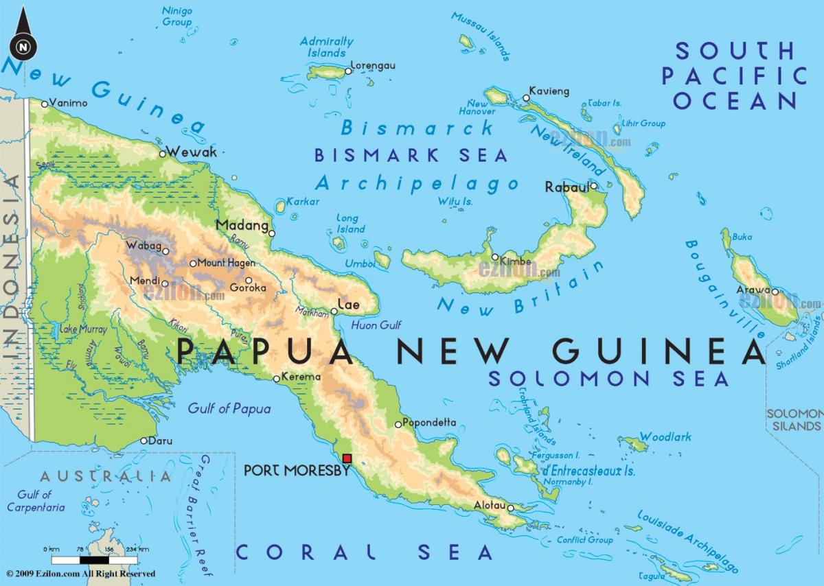 kart over hovedstaden i papua ny-guinea