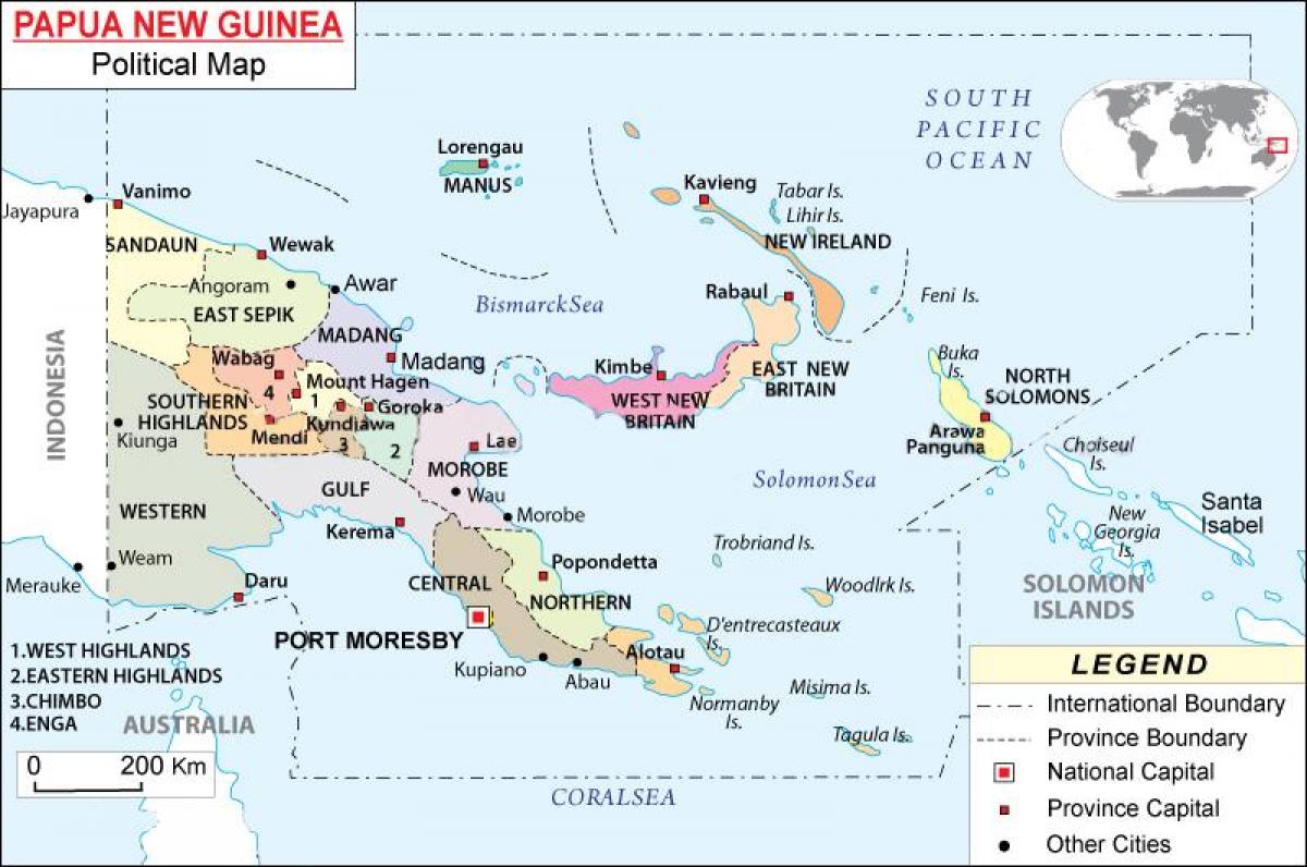 kart over provinsene papua ny-guinea